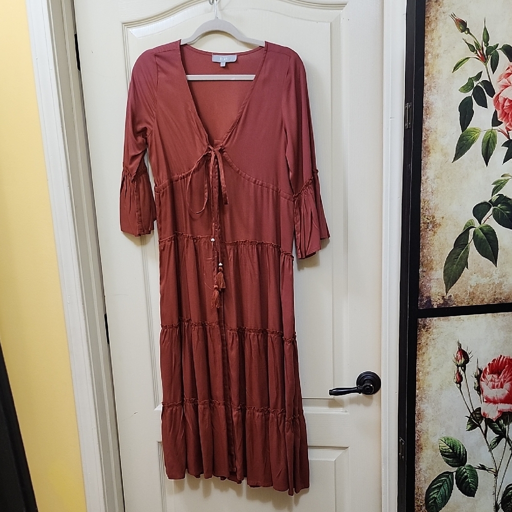 J GEE RUST BOHO MAXI DRESS